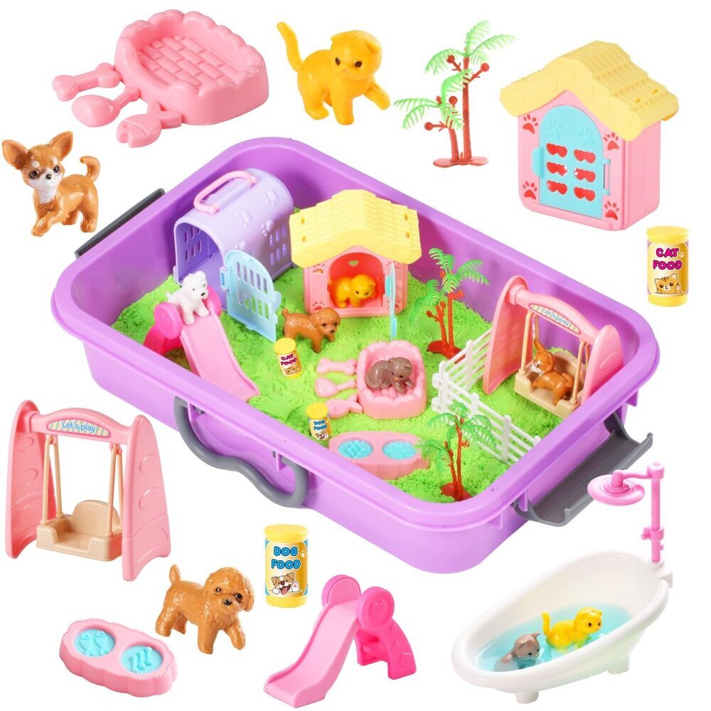 Sensory Sandbox Play Set with Pet Figures and Accessories Educational Toy